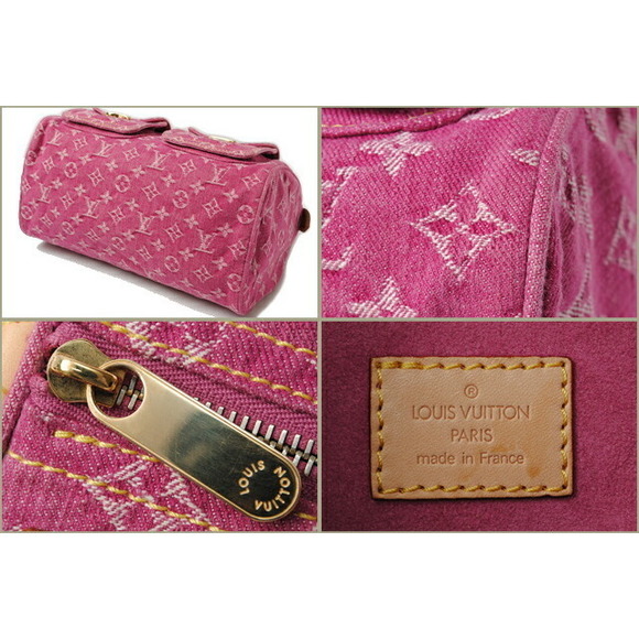Louis Vuitton Monogram Denim Neo Speedy Handbag Fuchsia Pink - Picture 3 of 6